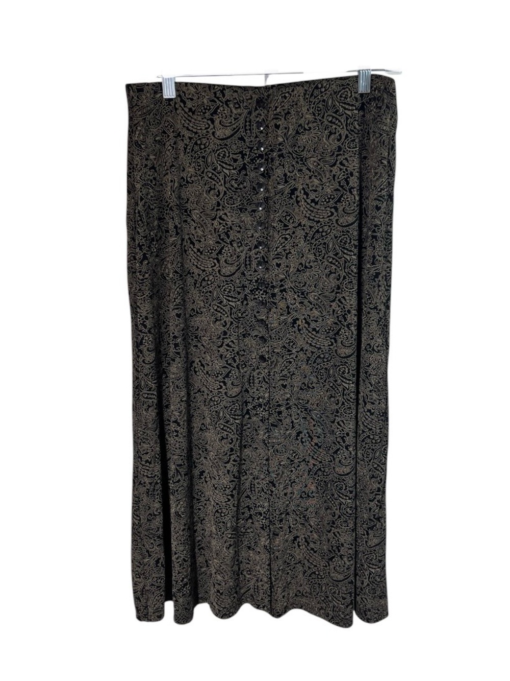 Briggs New York Paisley Button Front Slinky Skirt Front Slit Size Large Petite